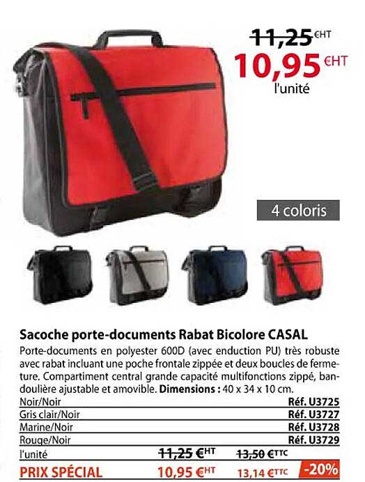 sacoche porte-documents rabat bicolore casal