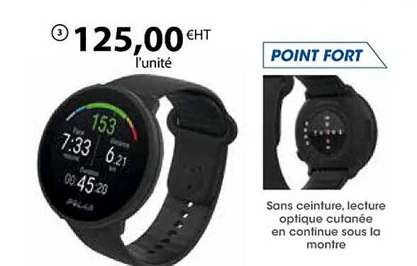 sans ceinture, lecture optique cutanée en continue sous la montre