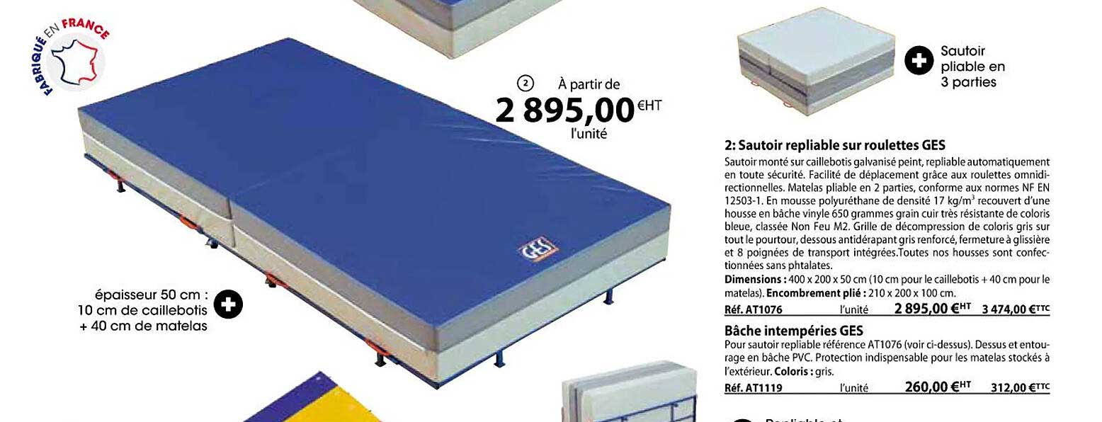 sautoir repliable sur roulettes ges, bâche intempéries ges