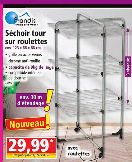 Séchoir Tour Sur Roulettes Frandis
