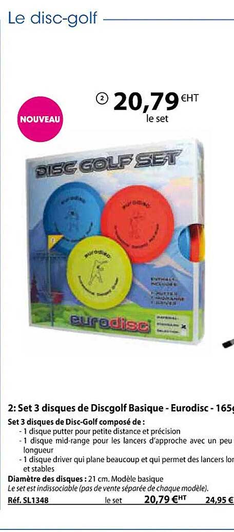 set 3 disques de discgolf basique - eurodisc - 165