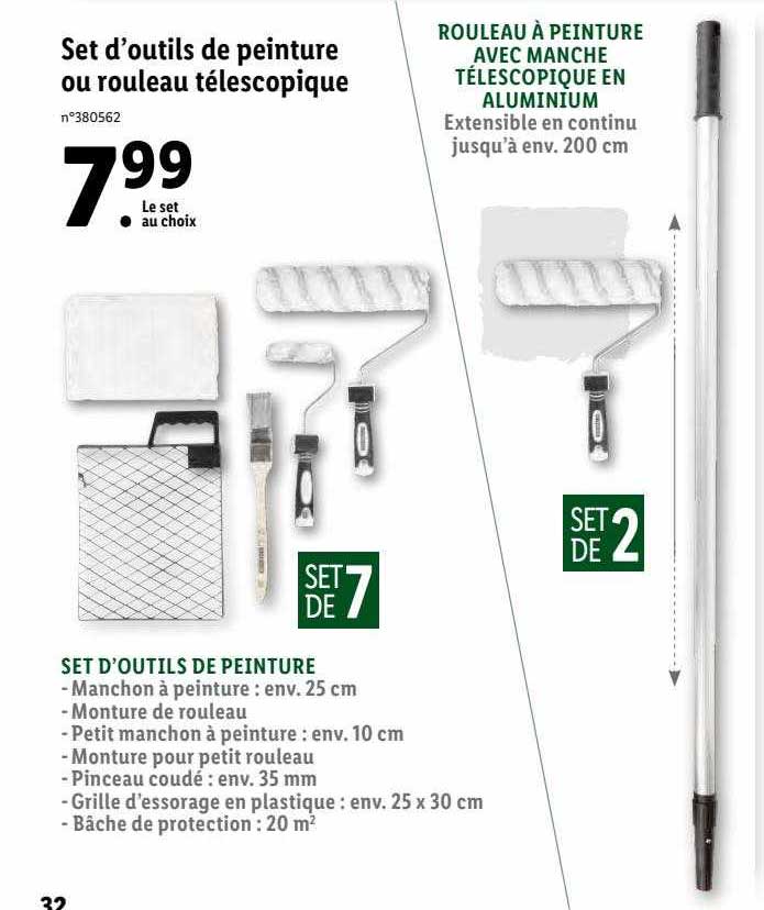 set d'outils de peinture ou rouleau télescopique