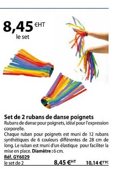 set de 2 rubans de danse poignets