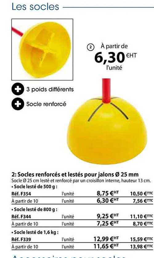 Socles Renforcés Et Lestés Pour Jalons ø 25 Mm