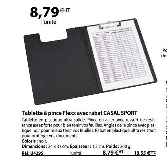 tablette à pince flexx avec rabat casal sport