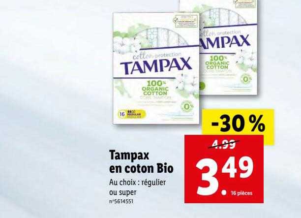 Tampax En Coton Bio