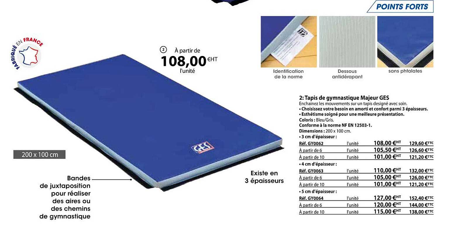 tapis de gymnastique majeur ges