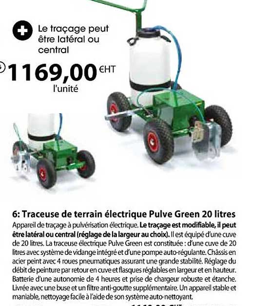 traceuse de terrain électrique pulve green 20 litres