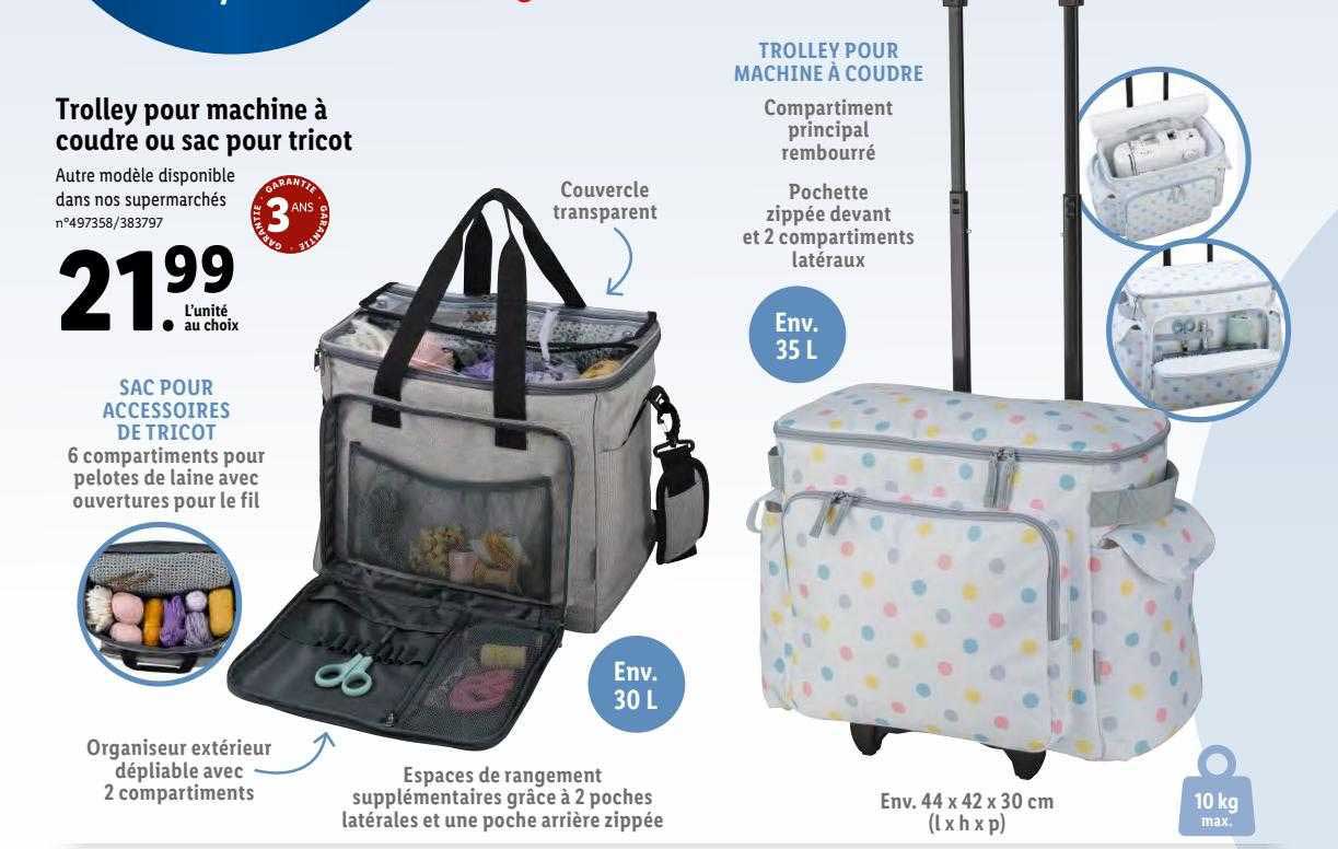 trolley pour machine à coudre ou sac pour tricot