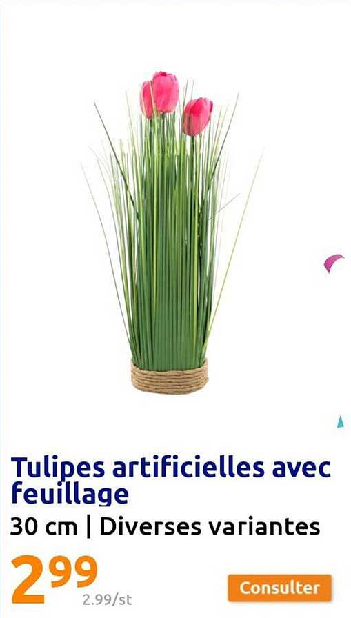 Tulipes Artificielles Avec Feuillage