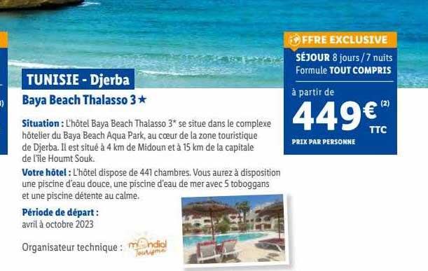 Tunisie - Djerba : Baya Beach Thalasso 3*