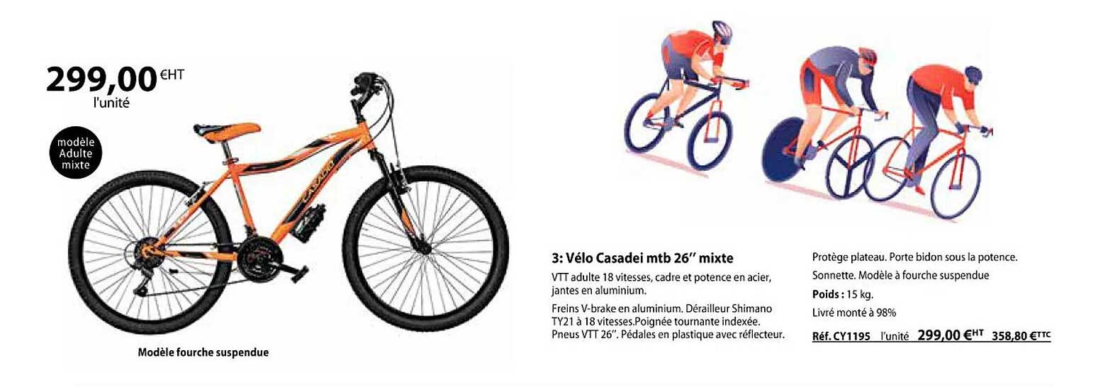 vélo casadei mtb 26" mixte