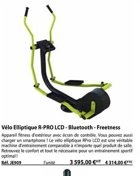 vélo elliptique r-pro lcd - bluetooth - freetness