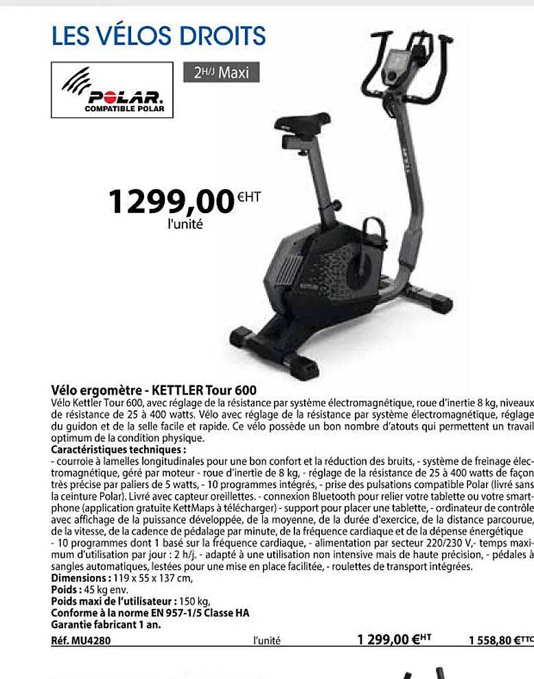 vélo ergomètre - kettler tour 600
