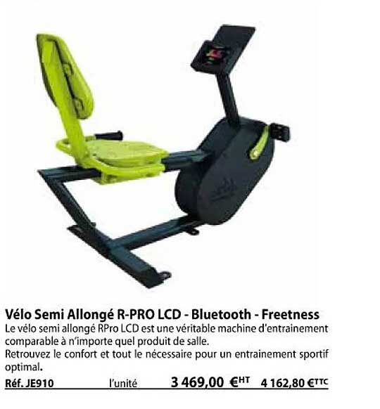 vélo semi allongé r-pro lcd - bluetooth - freetness