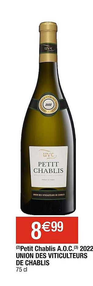 petit chablis a.o.c. 2022 union des viticulteurs de chablis