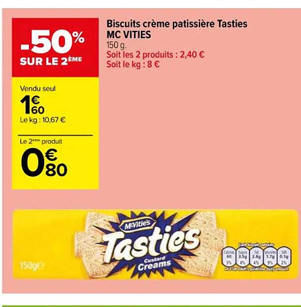 biscuits crème pâtissière tasties mc vities