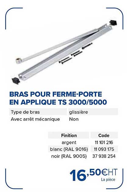bras poru ferme-porte en applique ts 3000/5000