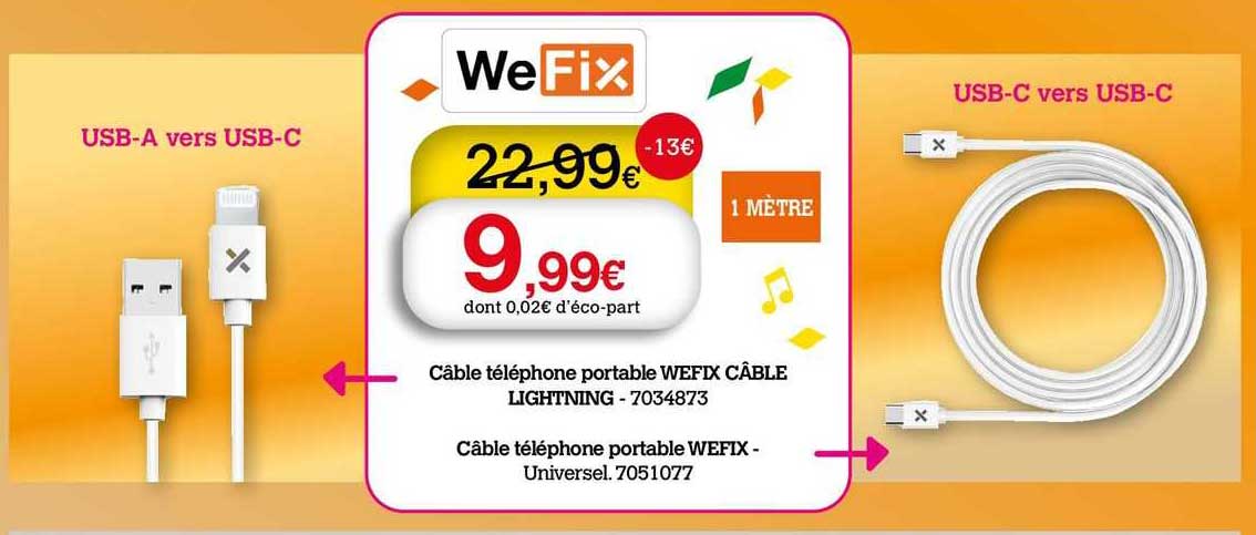 câble téléphone portable wefix câble lightning