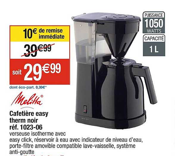 cafetière easy therm noir melitta