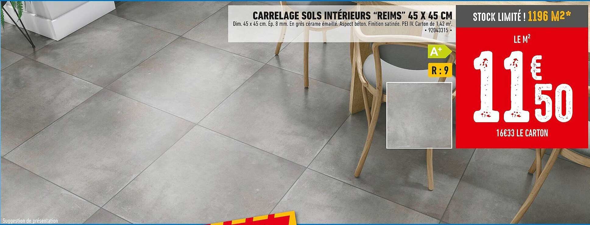 carrelage sols intérieurs "reims" 45 x 45 cm