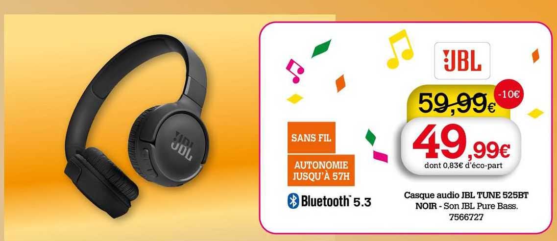 casque audio jbl tune 525bt noir