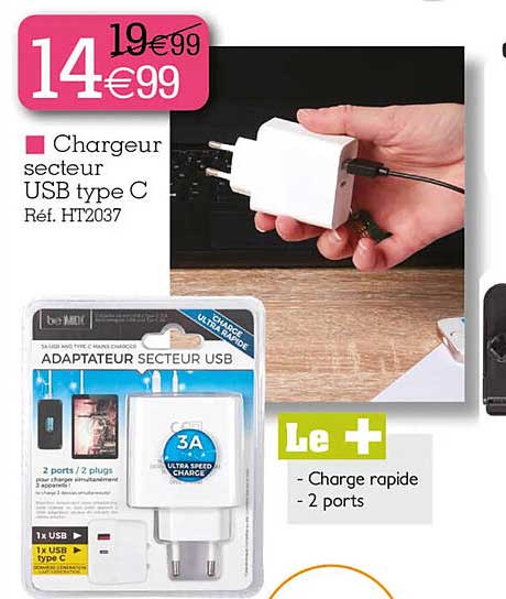 chargeur secteur usb type c