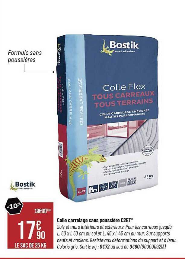 colle carrelage sans poussière c2et bostik