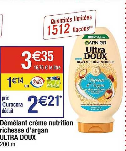 Démêlant Crème Nutrition Richesse D'argan Ultra Doux