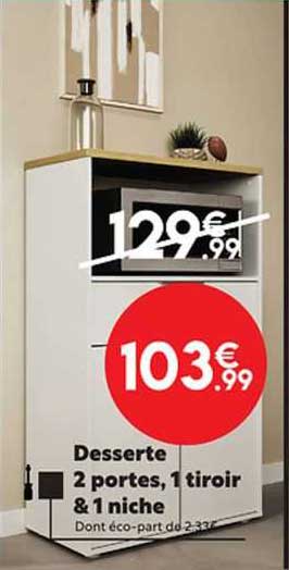 Desserte 2 Portes, 1 Tiroir & 1 Niche