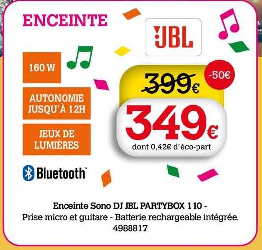 enceinte sono dj jbl partybox 110