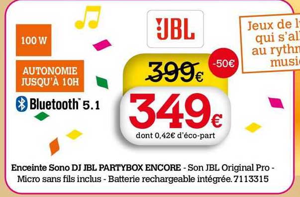 enceinte sono dj jbl partybox encore