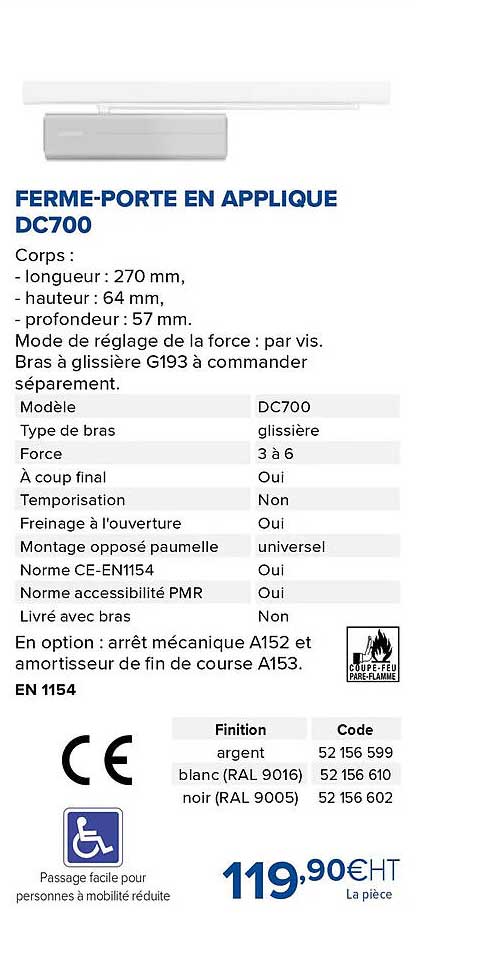 ferme-porte en applique dc700