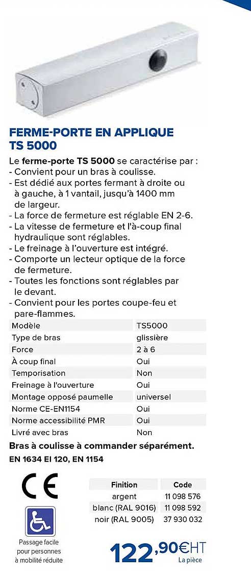 ferme-porte en applique ts 5000