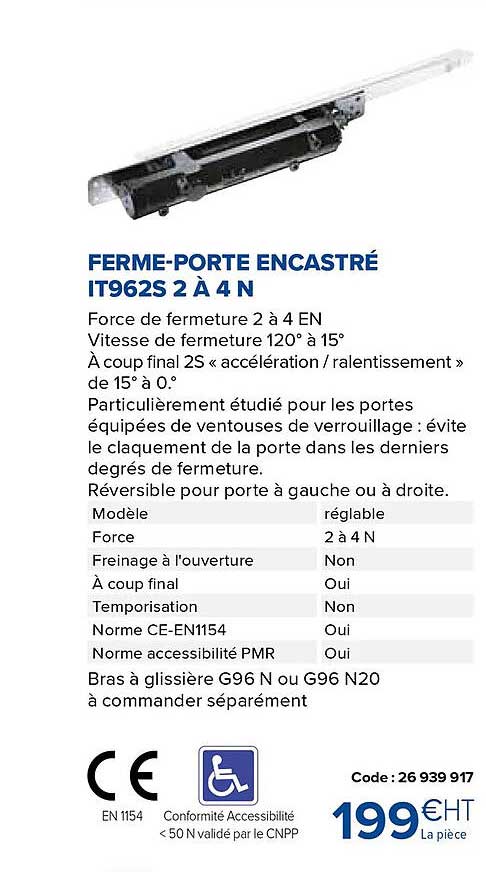 ferme-porte encastré it962s 2 à 4 n