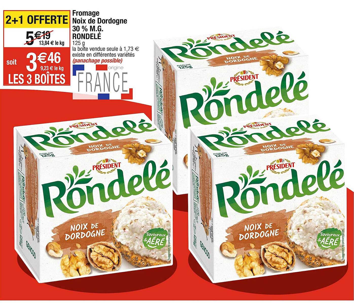 fromage noix de dordogne 30% m.g. rondelé