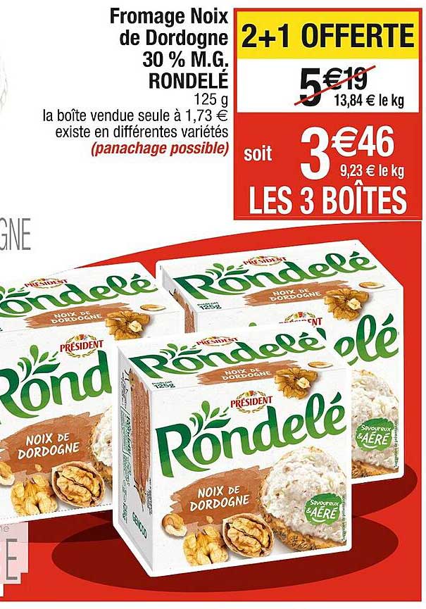 fromage noix de dordogne 30% m.g. rondelé