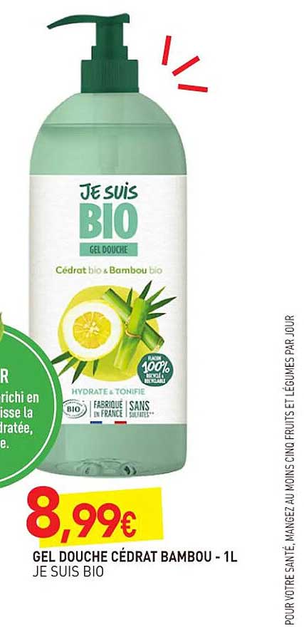 gel douche cédrat bambou je suis bio