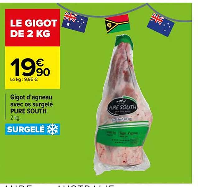 gigot d'agneau avec os surgelé pure south
