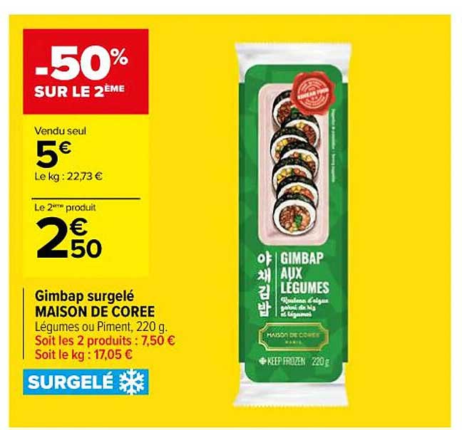 gimbap surgelé maison de corée