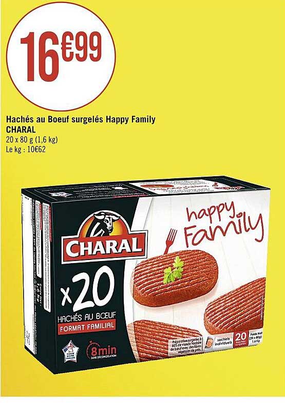 Hachés Au Bœuf Surgelés Happy Family Charal