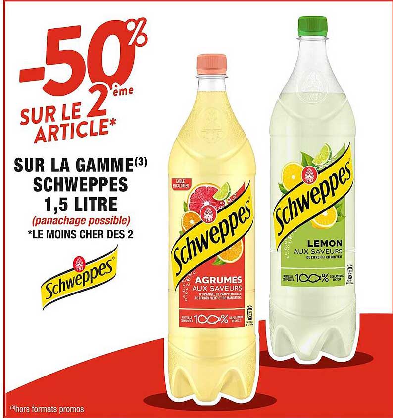 la gamme schweppes 1,5 litre