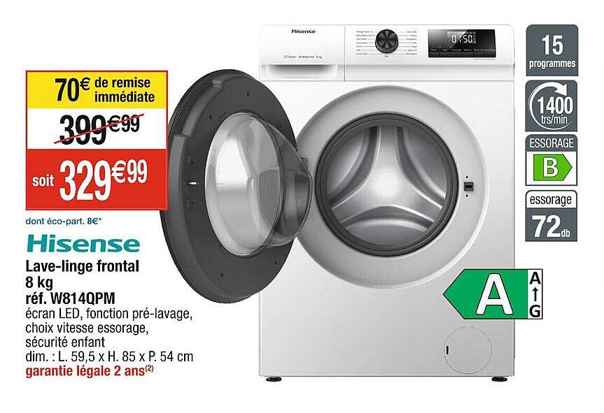 lave-linge frontal 8 kg hisense