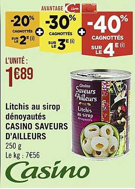 litchis au sirop dénoyautés casino saveurs d'ailleurs