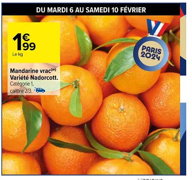 mandarine vrac variété nadorcott.