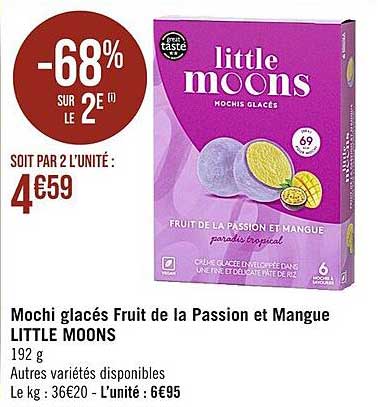 mochi glacés fruit de la  passion et mangue little moons