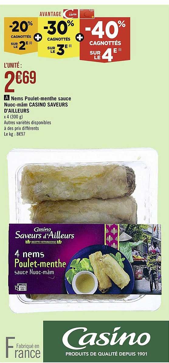 nems poulet-menthe sauce nuoc-mâm casino saveurs d'ailleurs