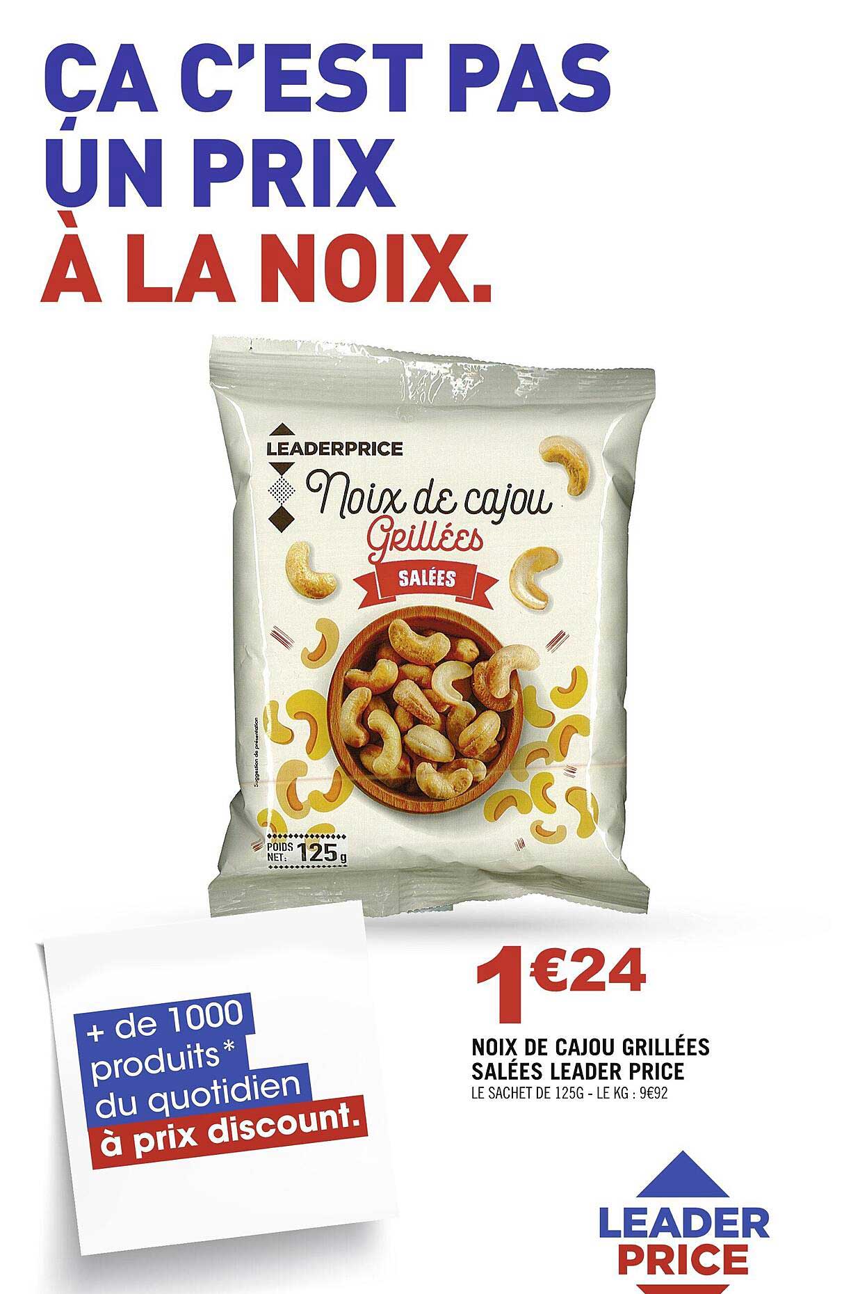 noix de cajou grillées salées leader price