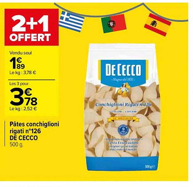 pâtes conchiglioni rigati n°126 de cecco