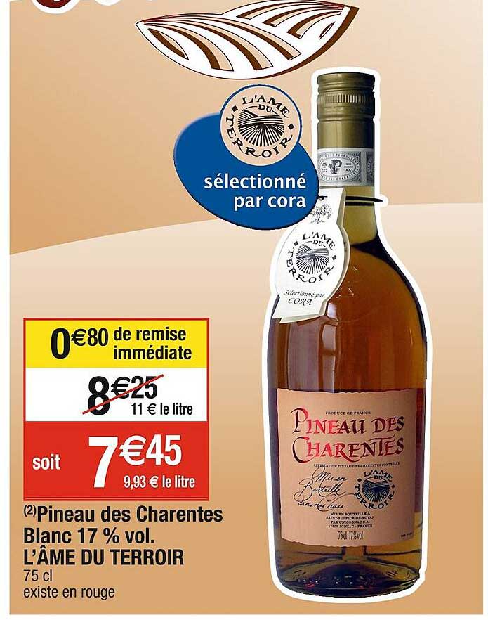 pineau des charentes blanc 17% vol. l'âme du terroir